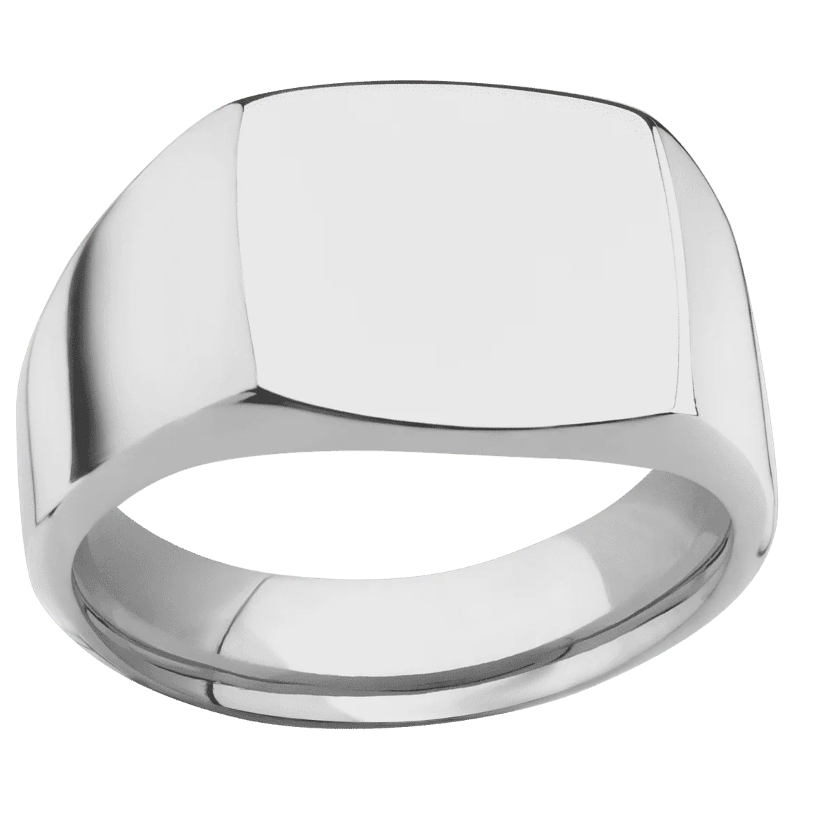 Medium Cushion signet ring (14x14mm) in Titanium, with a Wide style band. - Image 3