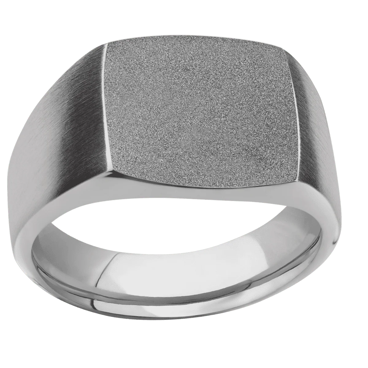 Medium Cushion signet ring (14x14mm) in Titanium, with a Wide style band. - Image 3