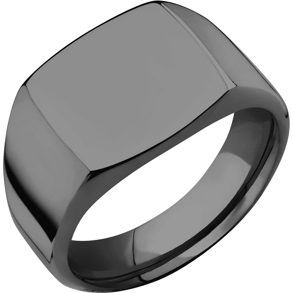 Medium Cushion signet ring (14x14mm) in Zirconium, with a Wide style band. - Image 2