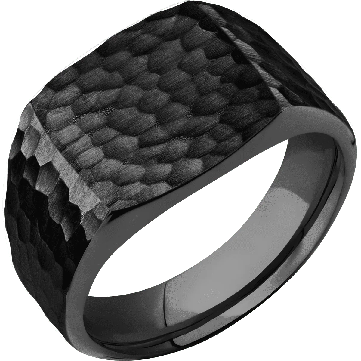 Medium Cushion signet ring (14x14mm) in Zirconium, with a Wide style band. - Image 2