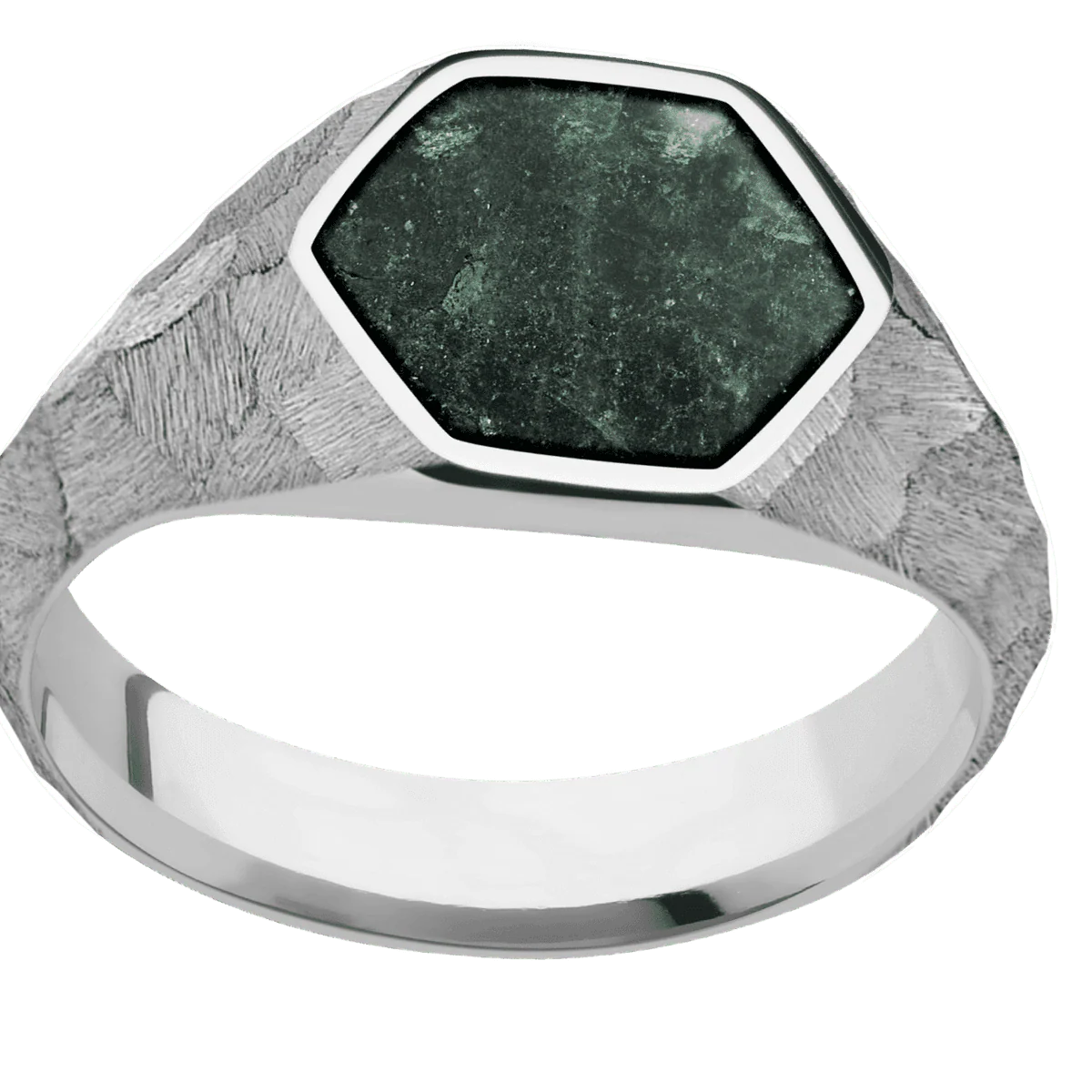 Medium Hexagon signet ring (13.9x12mm) in Titanium, with a Wide style band, an Aventurine inlay. - Image 3