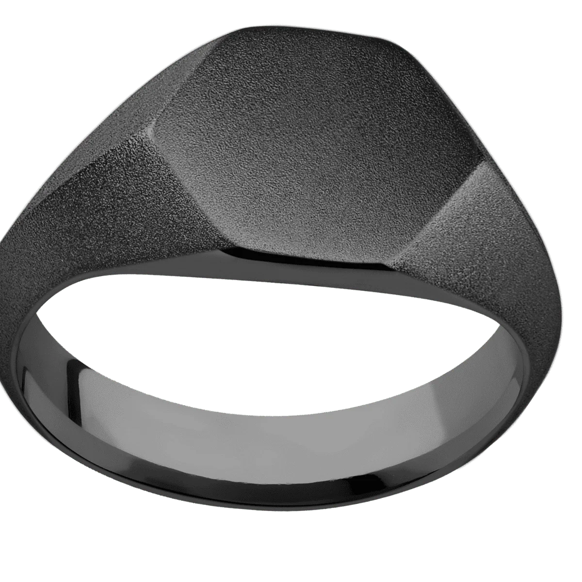 Medium Hexagon signet ring (13.9x12mm) in Zirconium, with a Wide style band. - Image 3