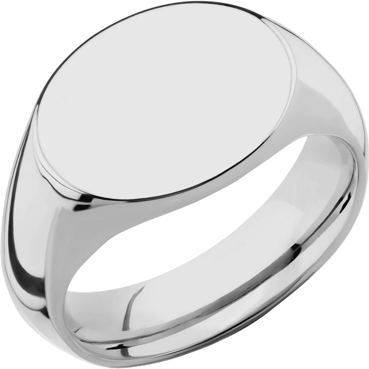 Medium Horizontal Oval signet ring (16x13mm) in Titanium, with a Wide style band. - Image 2