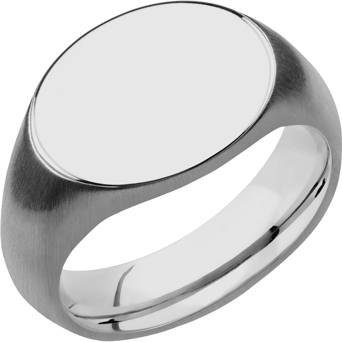 Medium Horizontal Oval signet ring (16x13mm) in Titanium, with a Wide style band. - Image 2