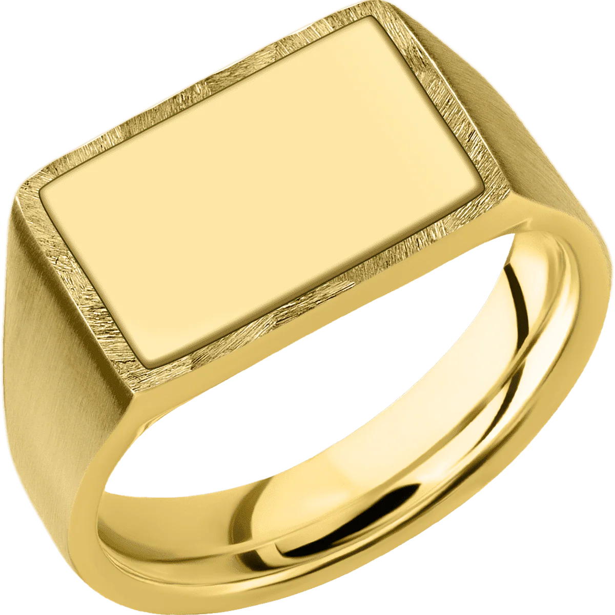 Medium Horizontal Rectangle signet ring (16x11.5mm) in 18K Yellow Gold, with a Wide style band, a 18K Yellow Gold inlay. - Image 2