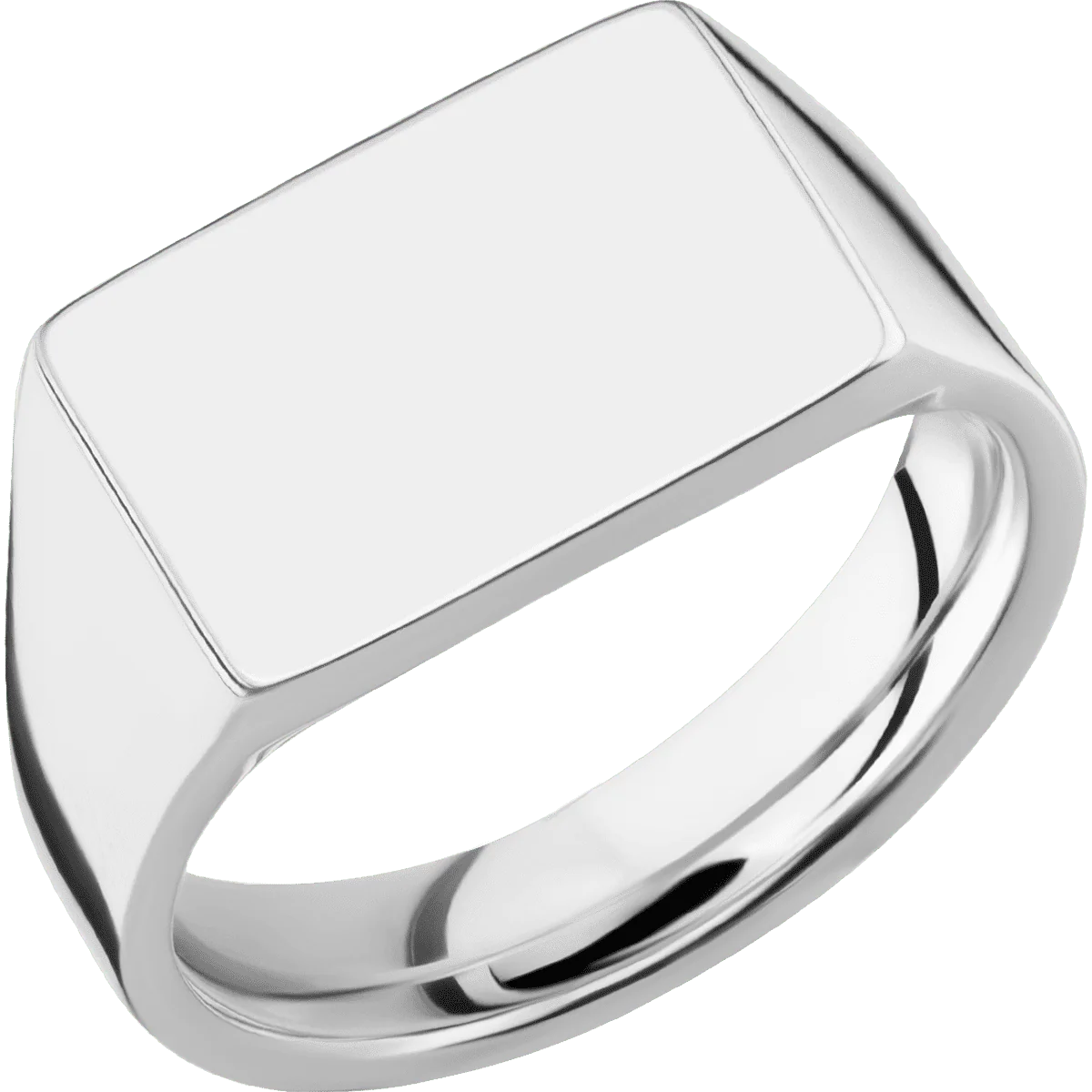 Medium Horizontal Rectangle signet ring (16x11.5mm) in Palladium Silver, with a Wide style band. - Image 2