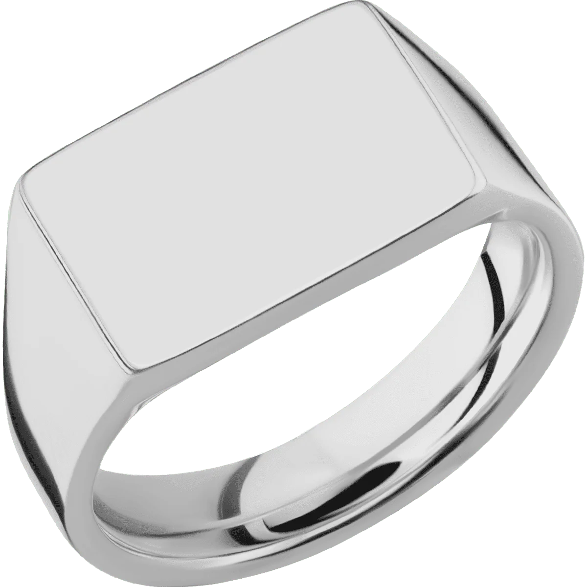 Medium Horizontal Rectangle signet ring (16x11.5mm) in Titanium, with a Wide style band. - Image 2