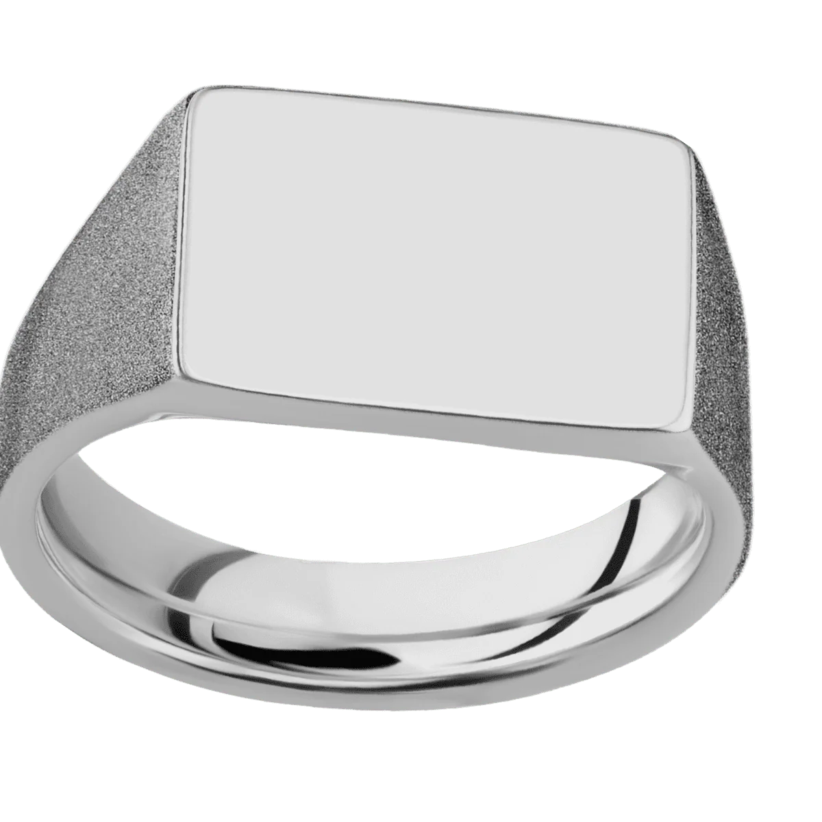 Medium Horizontal Rectangle signet ring (16x11.5mm) in Titanium, with a Wide style band. - Image 3