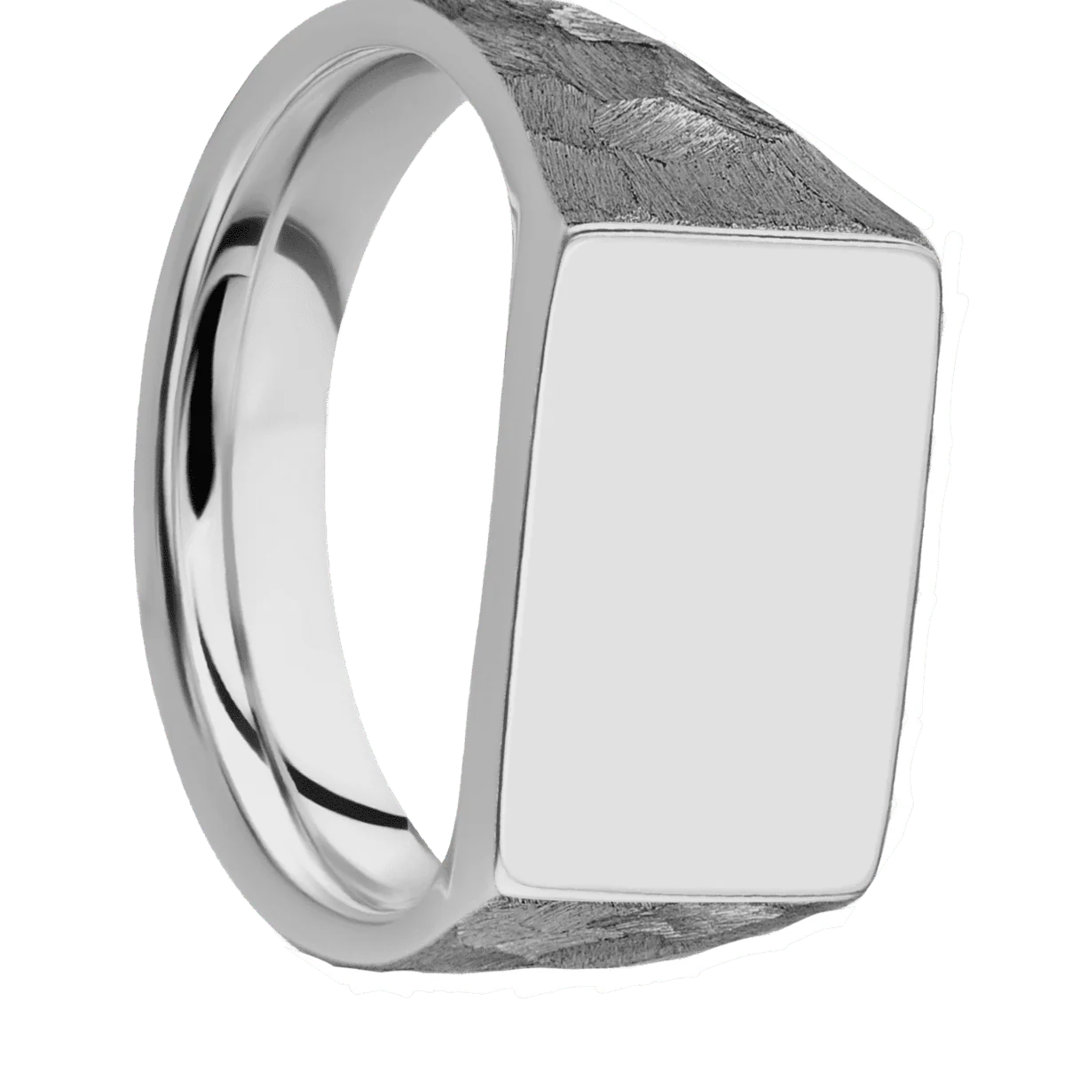 Medium Horizontal Rectangle signet ring (16x11.5mm) in Titanium, with a Wide style band.