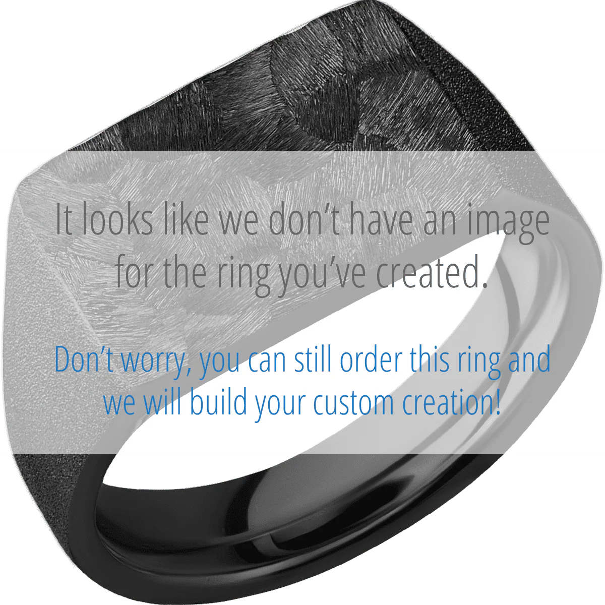 Medium Horizontal Rectangle signet ring (16x11.5mm) in Zirconium, with a Wide style band, a Red Dino Bone inlay. - Image 2