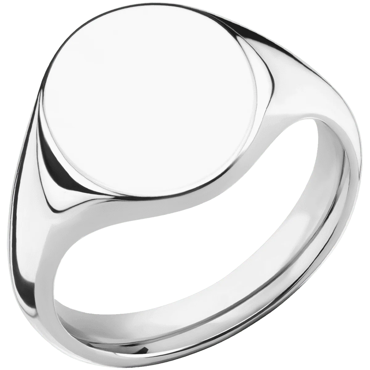 Medium Oval signet ring (16x13mm) in 14K White Gold, with a Thin style band. - Image 2