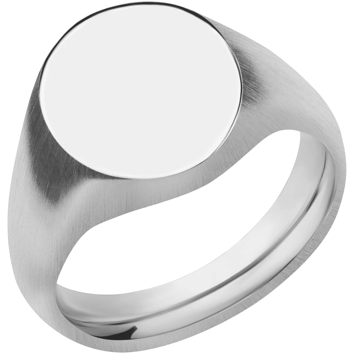 Medium Oval signet ring (16x13mm) in 14K White Gold, with a Wide style band. - Image 2