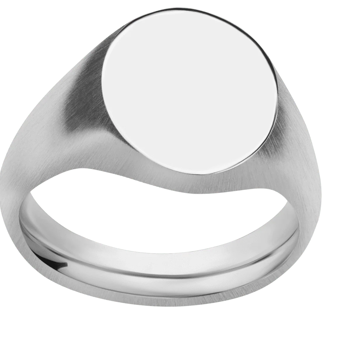 Medium Oval signet ring (16x13mm) in 14K White Gold, with a Wide style band. - Image 3