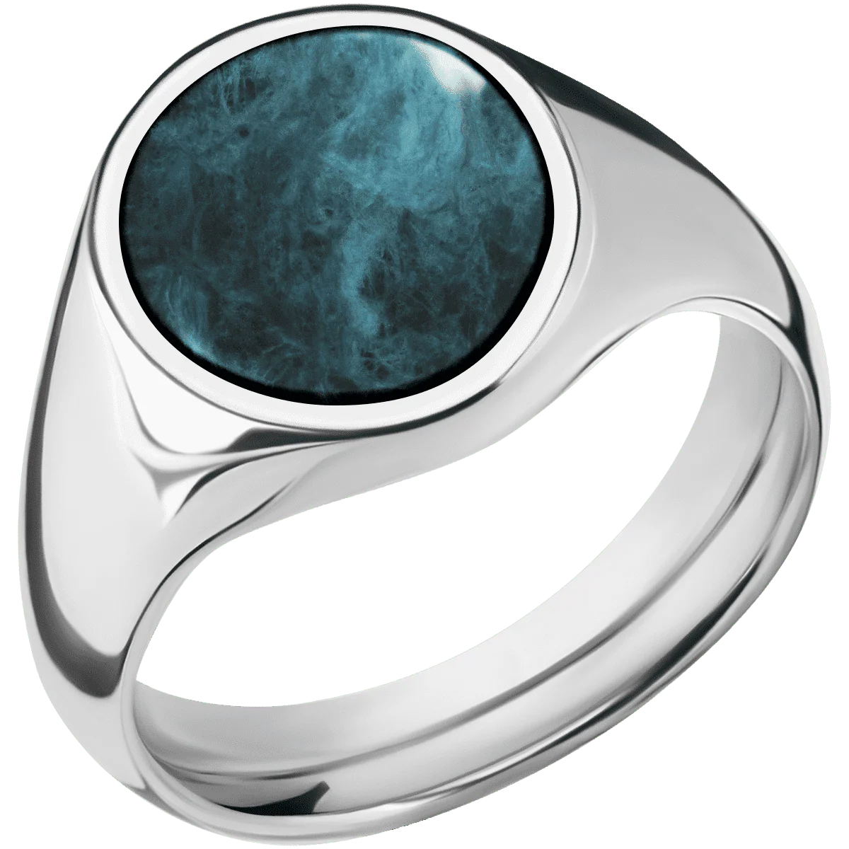 Medium Oval signet ring (16x13mm) in Cobalt Chrome, with a Wide style band, a Washington Blue Jade inlay. - Image 2