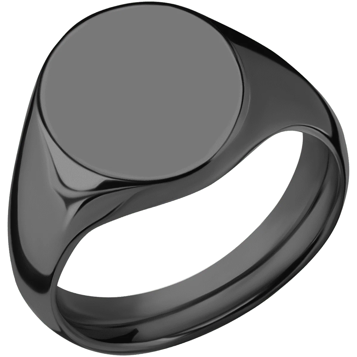 Medium Oval signet ring (16x13mm) in Zirconium, with a Wide style band. - Image 2