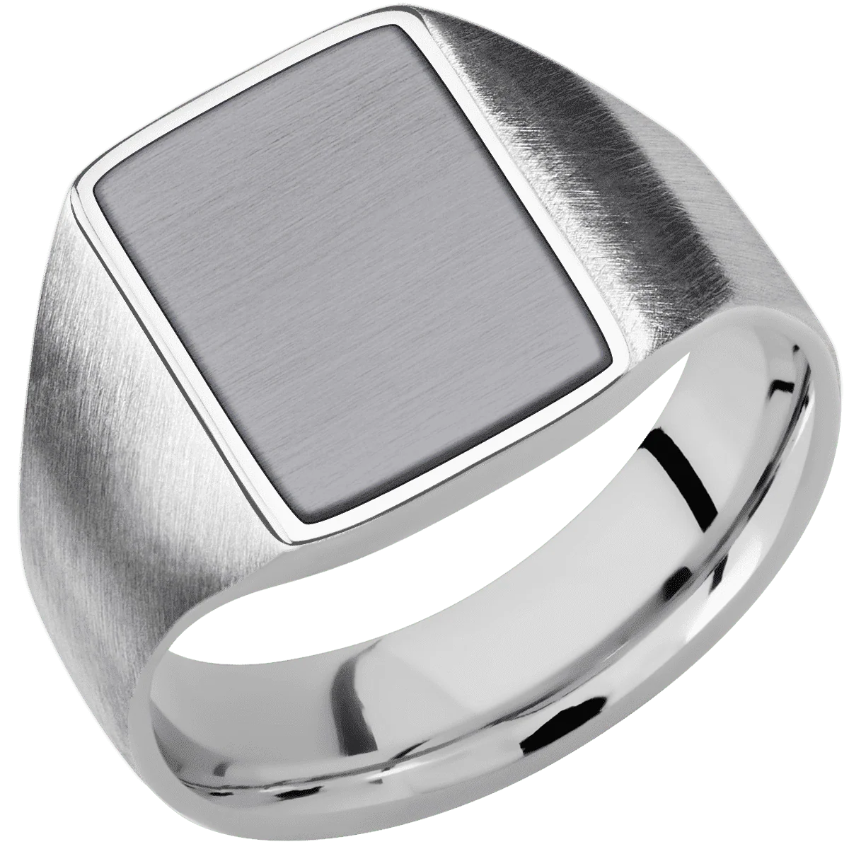 Medium Rectangle signet ring (16x11.5mm) in Palladium Silver, with a Wide style band, a Tantalum inlay. - Image 2