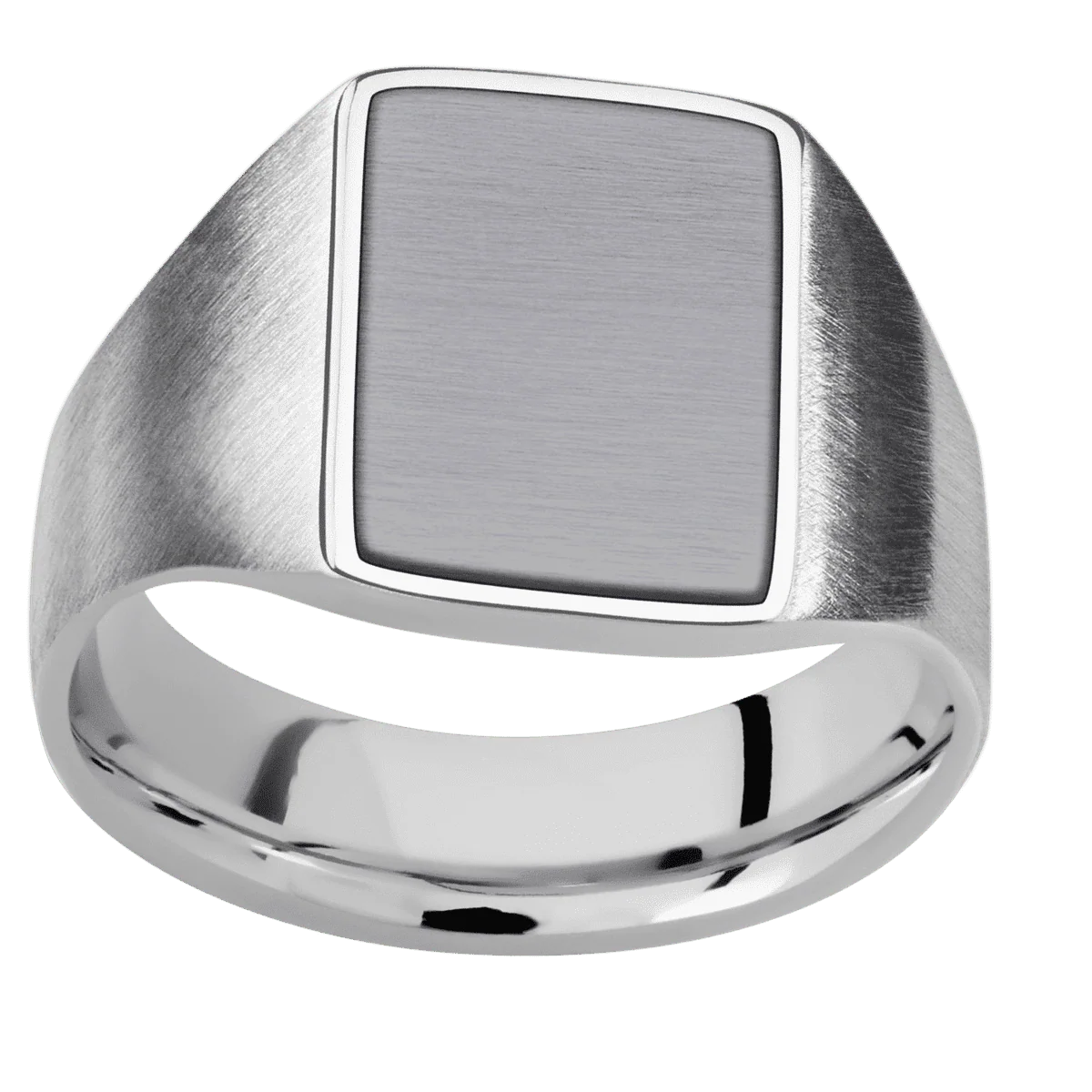 Medium Rectangle signet ring (16x11.5mm) in Palladium Silver, with a Wide style band, a Tantalum inlay. - Image 3