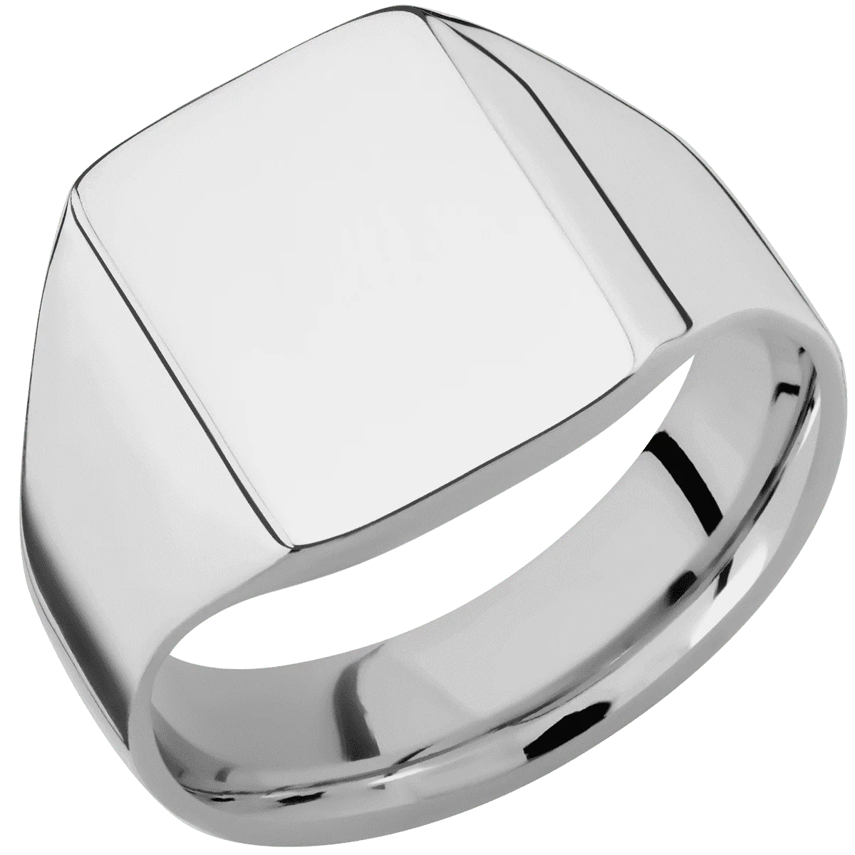 Medium Rectangle signet ring (16x11.5mm) in Titanium, with a Wide style band. - Image 2