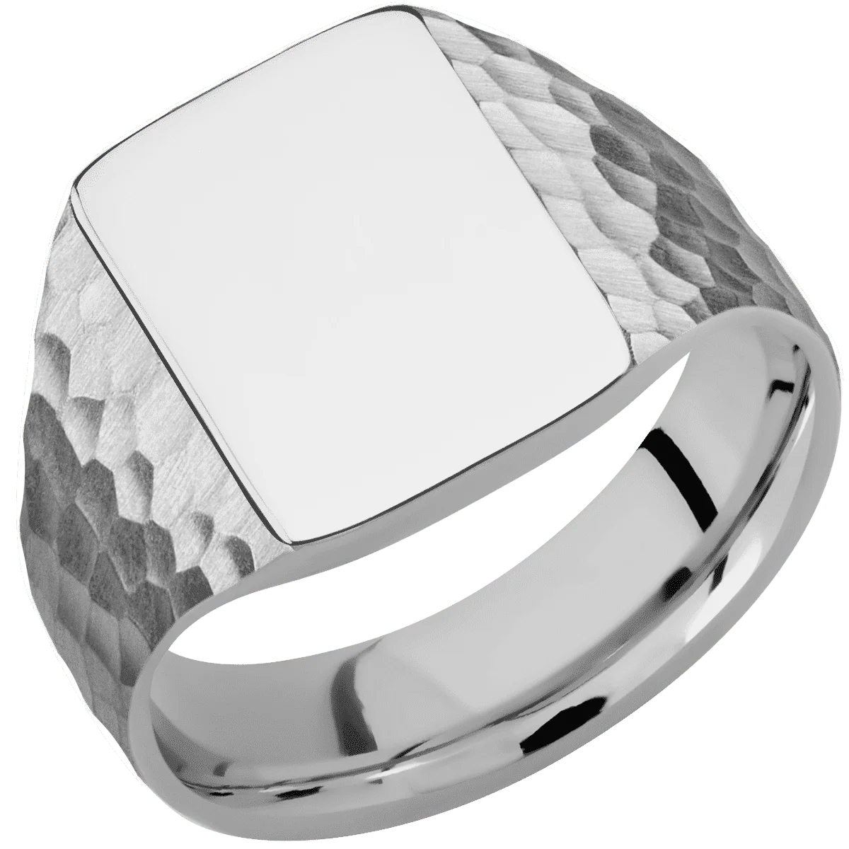 Medium Rectangle signet ring (16x11.5mm) in Titanium, with a Wide style band. - Image 2