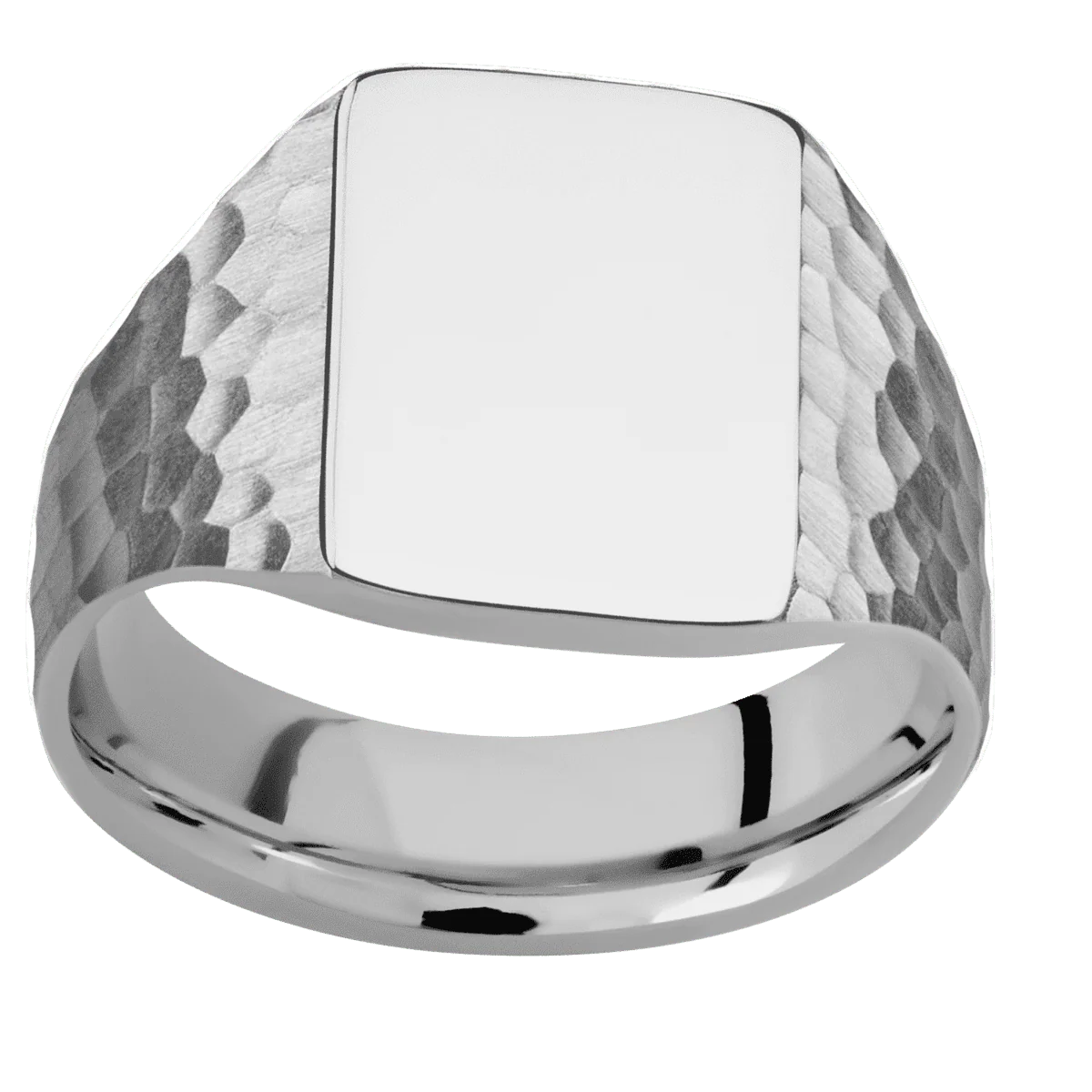 Medium Rectangle signet ring (16x11.5mm) in Titanium, with a Wide style band. - Image 3
