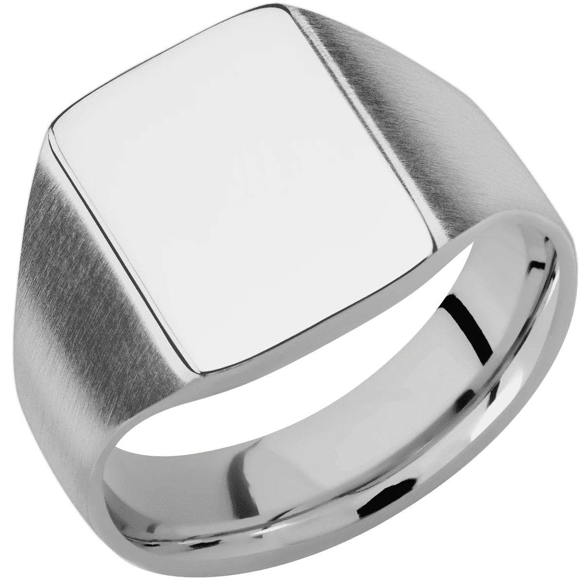 Medium Rectangle signet ring (16x11.5mm) in Titanium, with a Wide style band. - Image 2