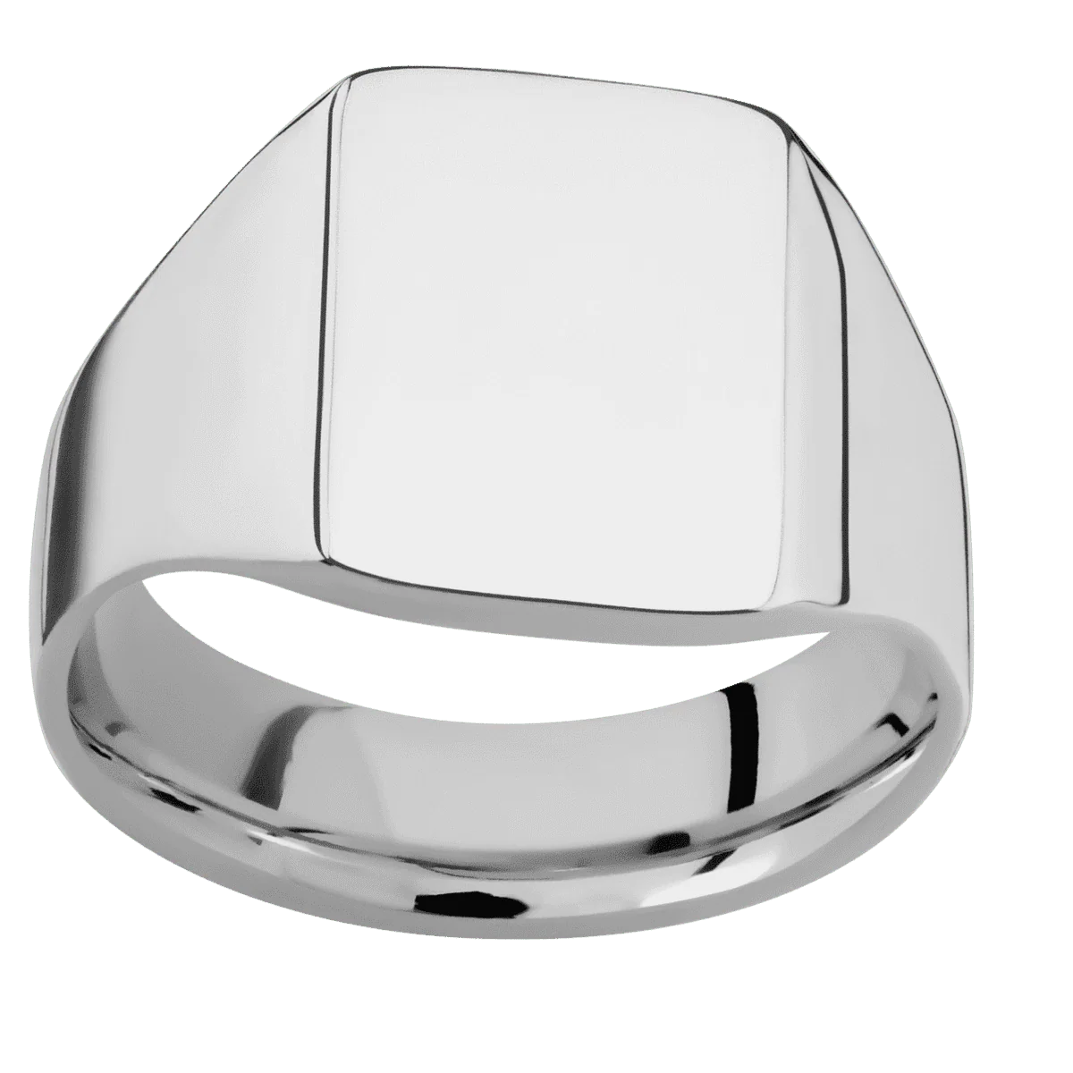Medium Rectangle signet ring (16x11.5mm) in Titanium, with a Wide style band. - Image 3