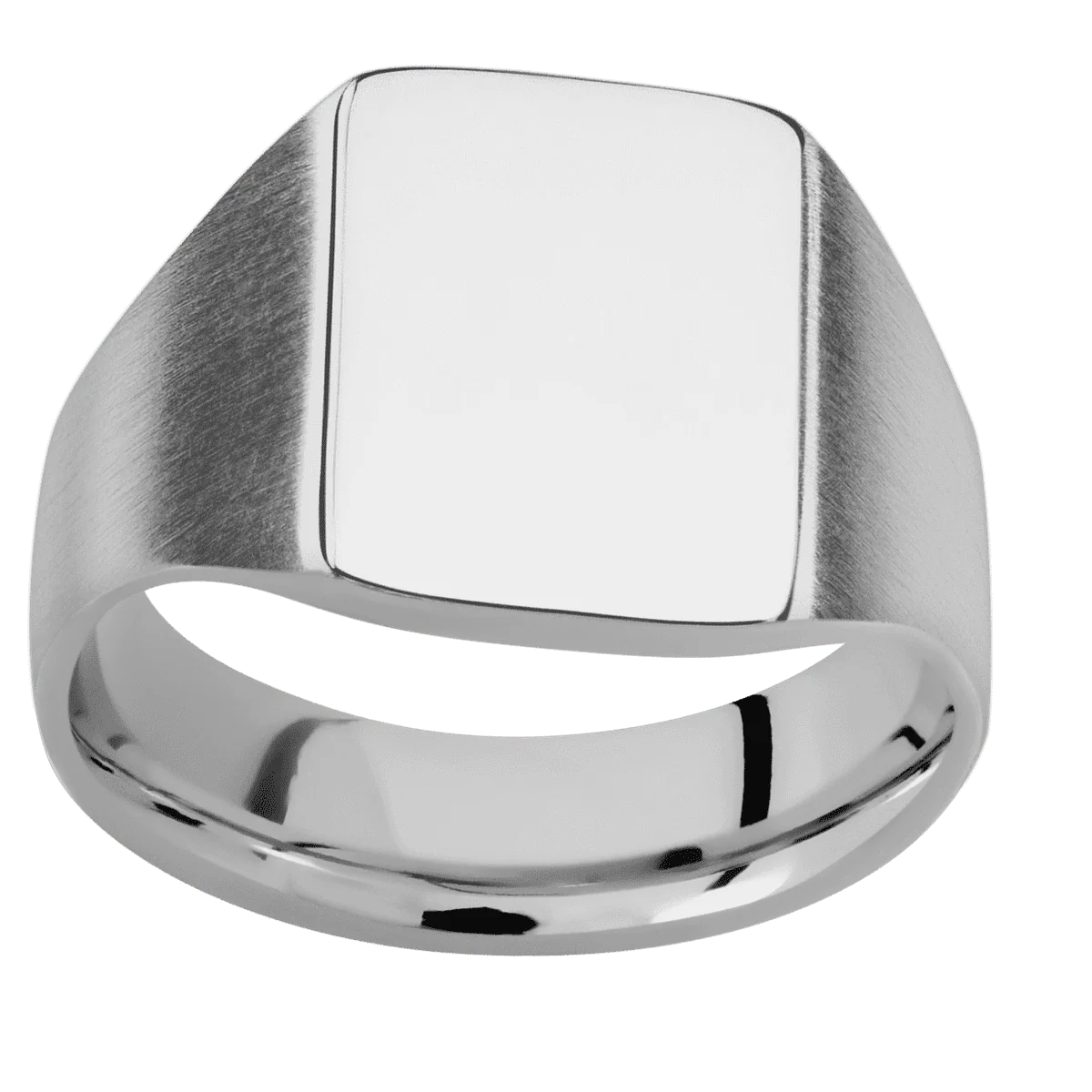 Medium Rectangle signet ring (16x11.5mm) in Titanium, with a Wide style band. - Image 3
