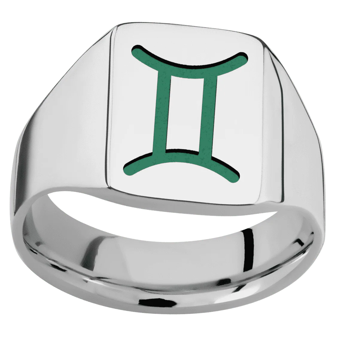 Medium Rectangle signet ring (16x11.5mm) in Titanium, with a Wide style band and a GEMINI engraving. - Image 3