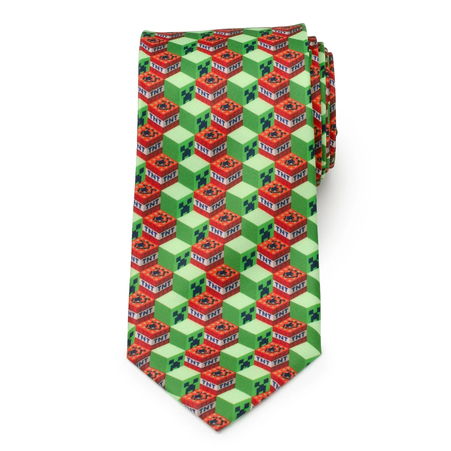 Minecraft Creeper TNT Isometric Green Men's Tie - Image 3