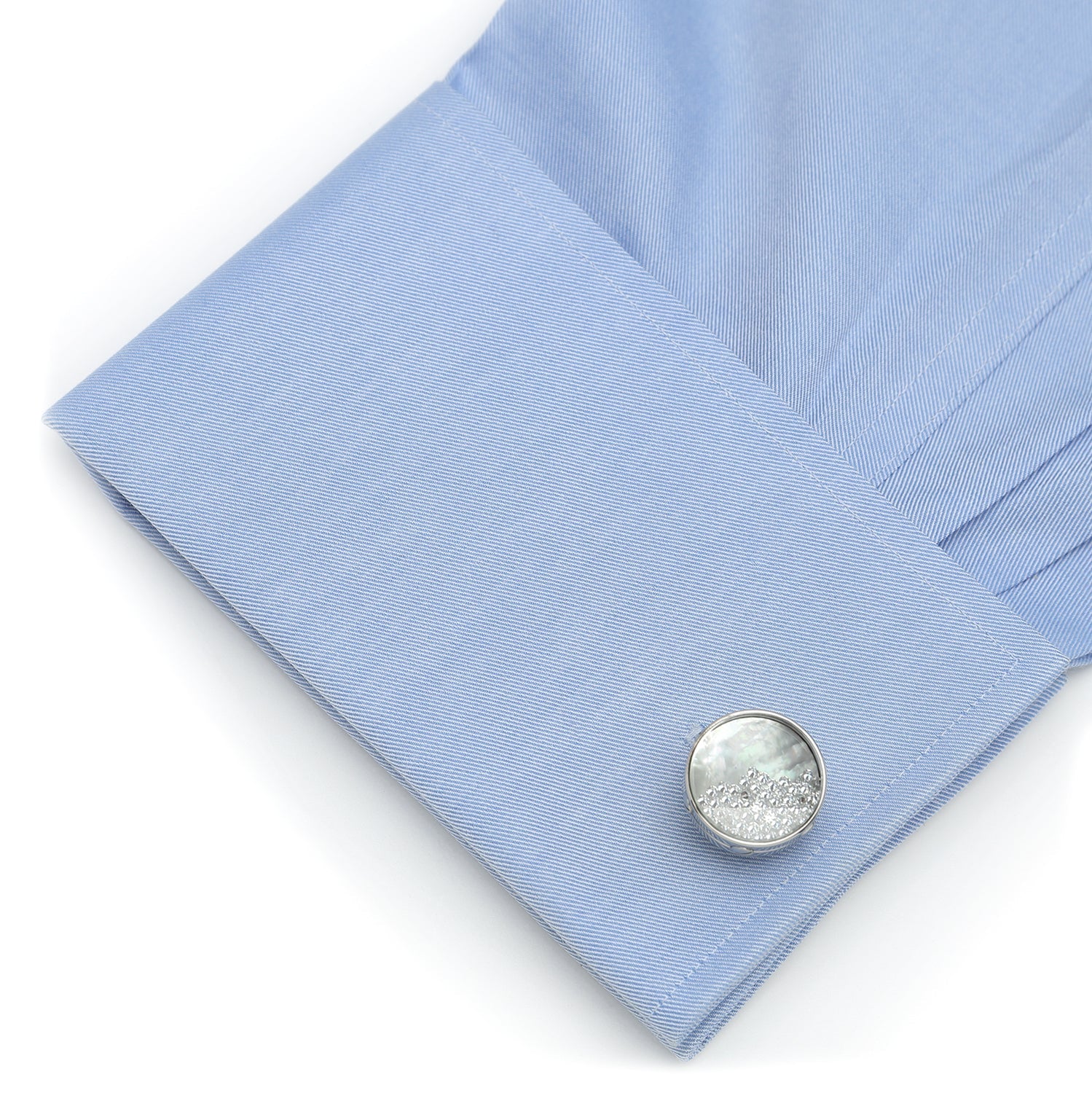 Mother of Pearl Floating Crystals Cufflinks - Image 3