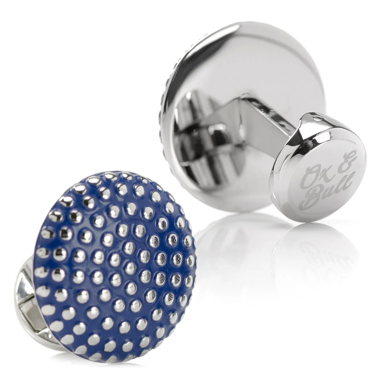 Navy Circle Dot Texture Cufflinks - Image 2