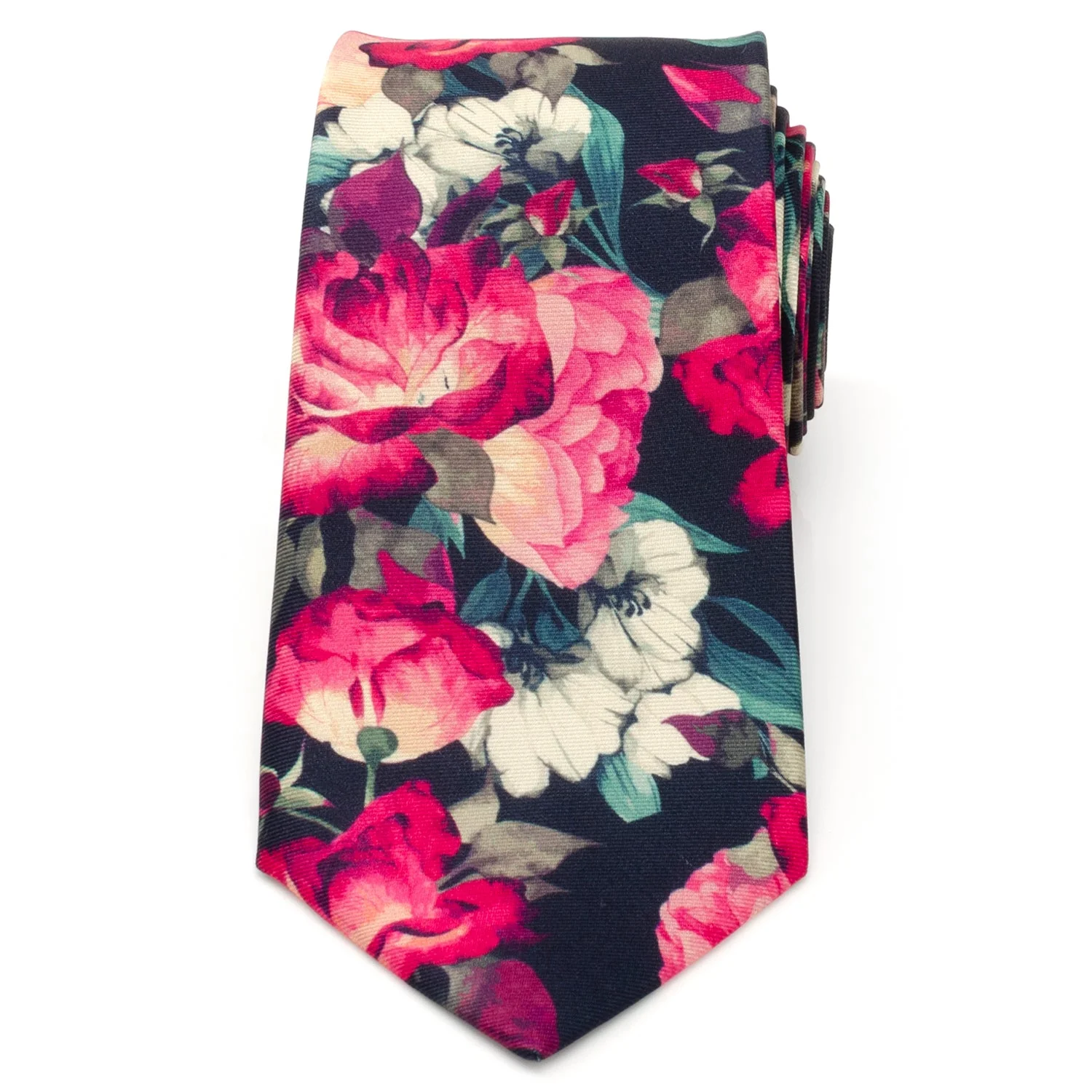 Painted Floral Navy Silk Men's Tie - Image 3