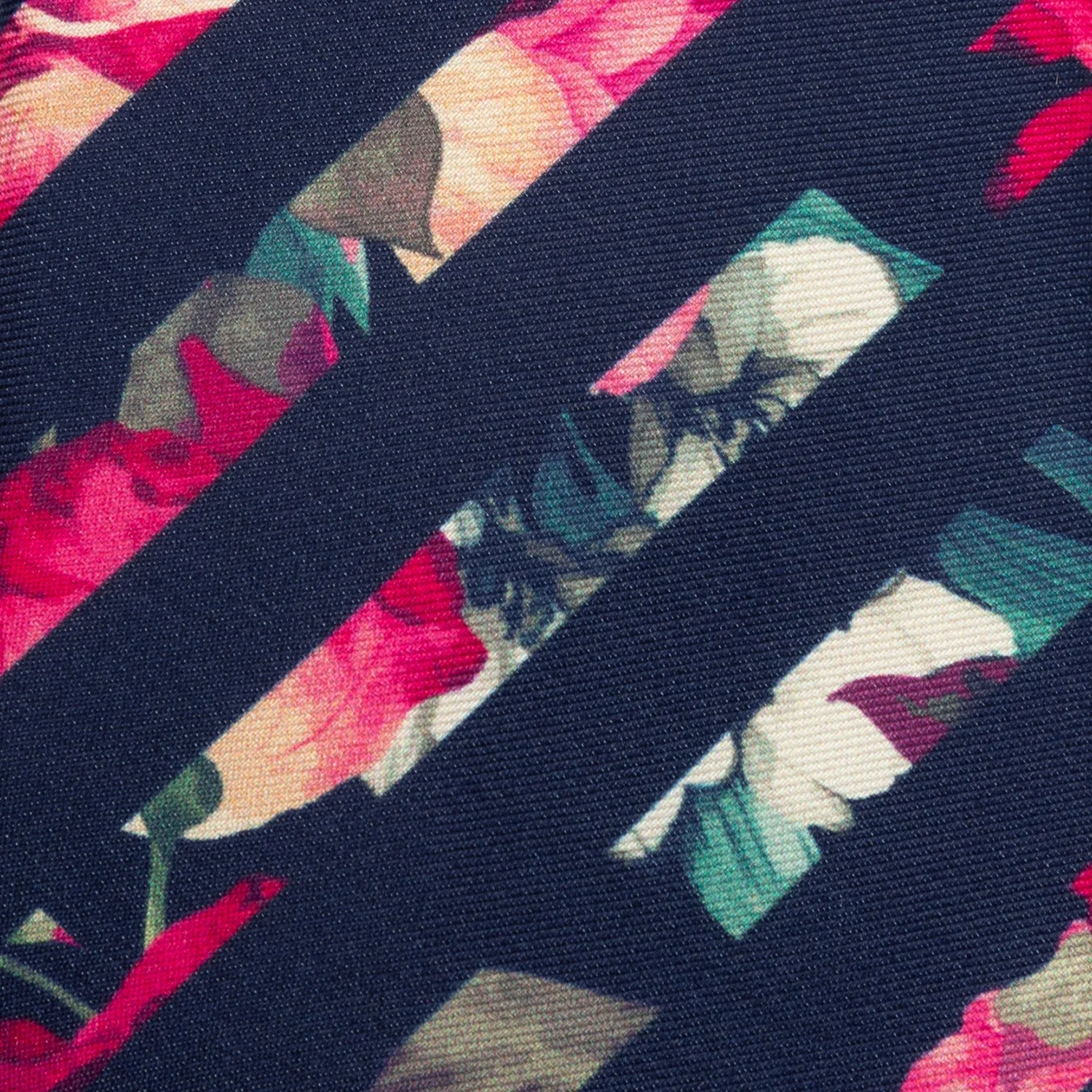 Painted Floral Navy Stripe Silk Men's Tie - Image 5