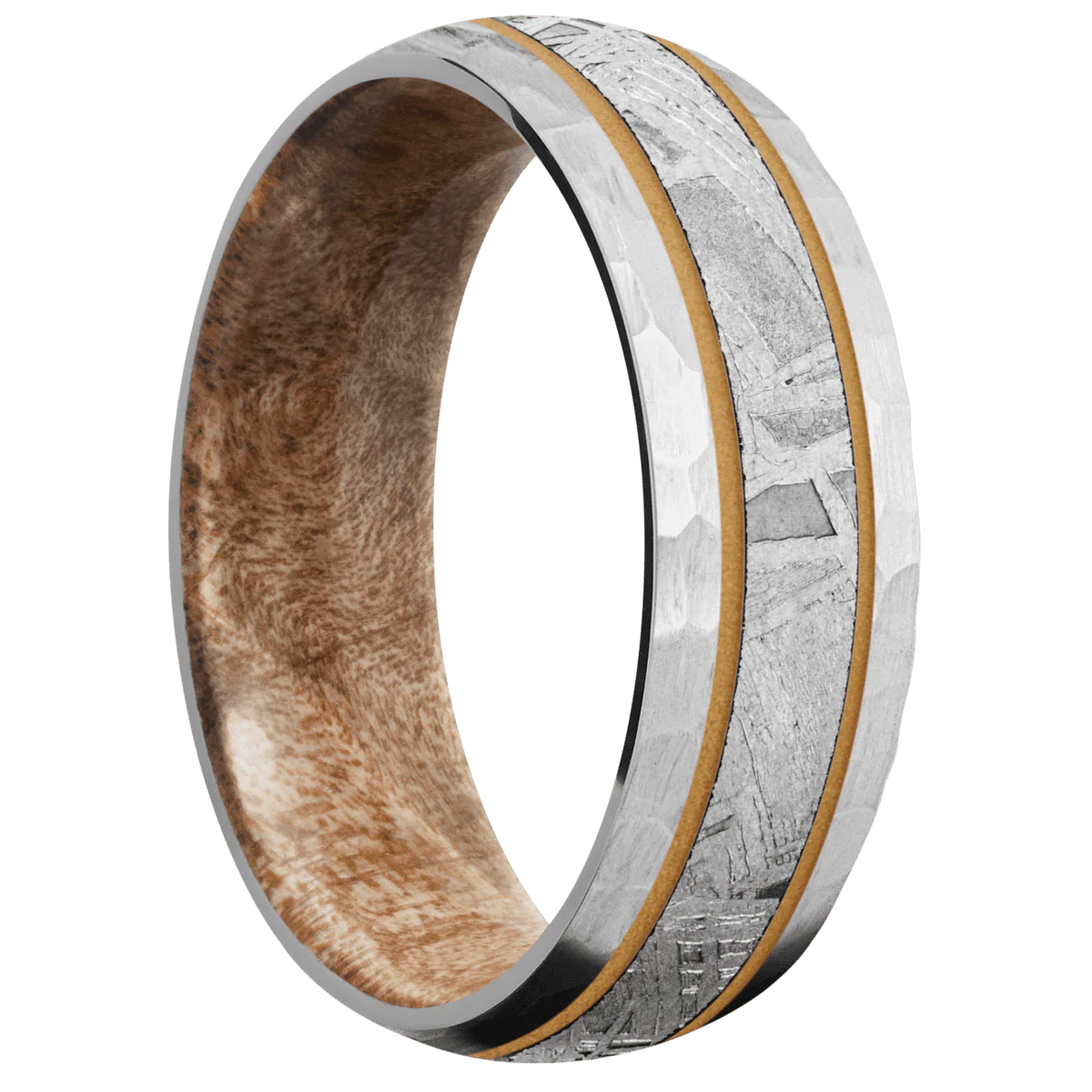 Palladium Silver + Hammer Finish + Maple Burl