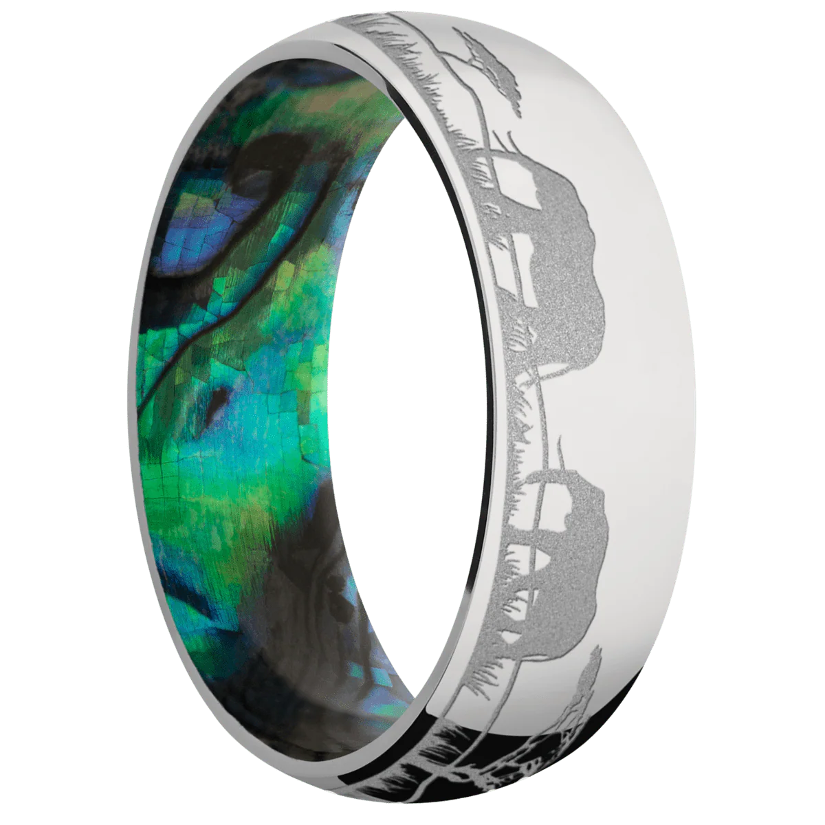 Palladium Silver + Polish Finish + Abalone
