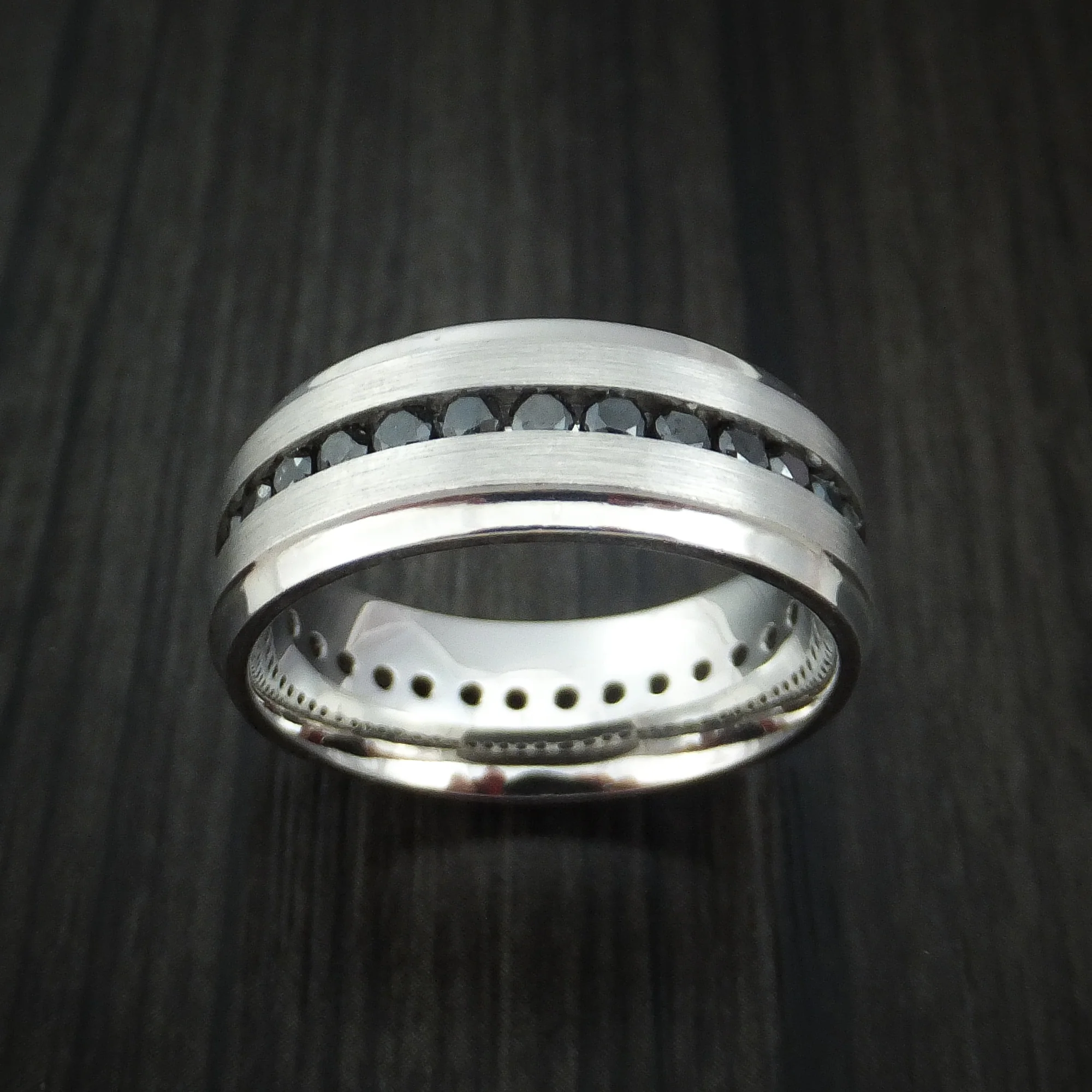 Platinum and Black Diamonds Eternity Men's Ring Custom Made Band - Image 2