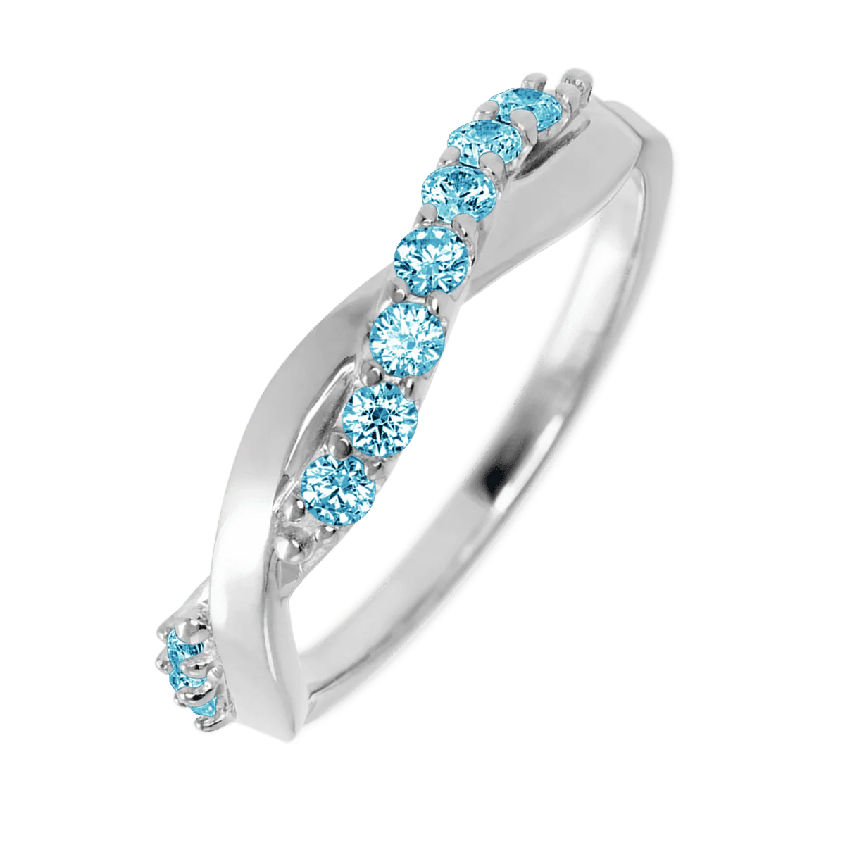 Platinum band with 9 Round Lab Blue Diamond having TCW-.27