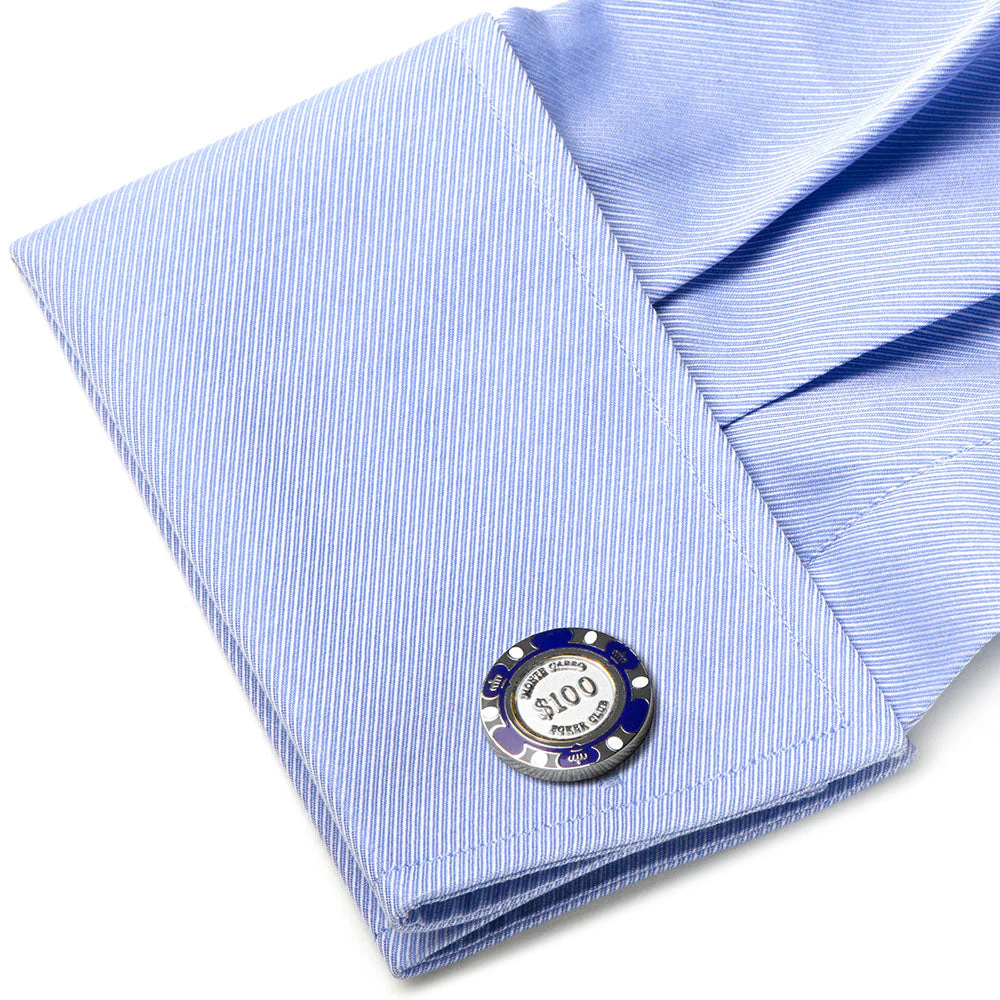 Poker Chip $100 Purple Cufflinks - Image 3