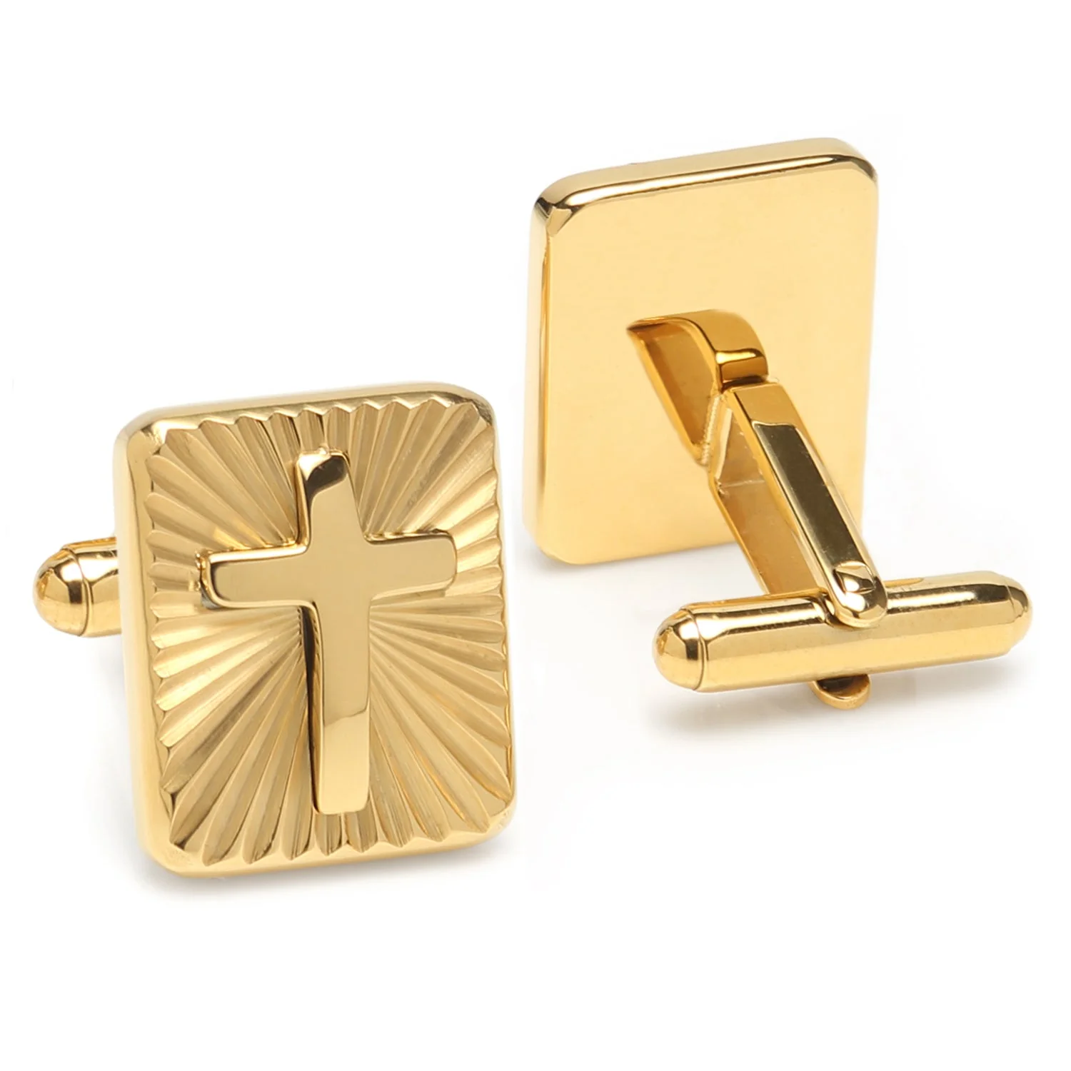Radiant Cross Gold Sterling Silver Cufflinks - Image 2