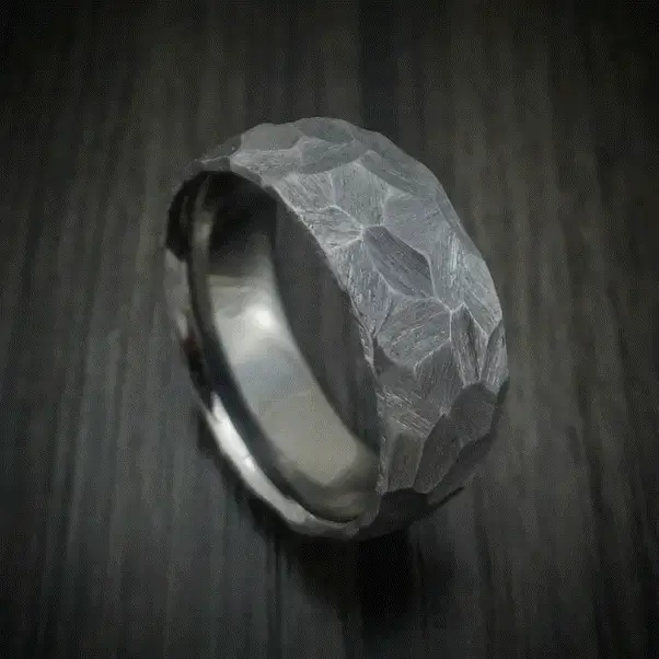 Rock Hammered Tantalum Men's Ring Custom Made - Image 5