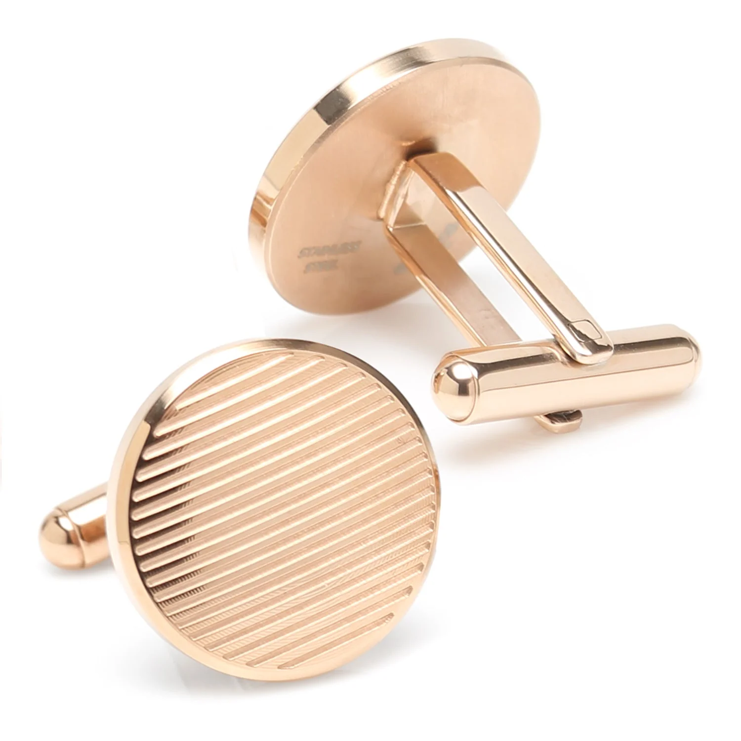 Rose Gold Line Stainless Steel Cufflinks - Image 2