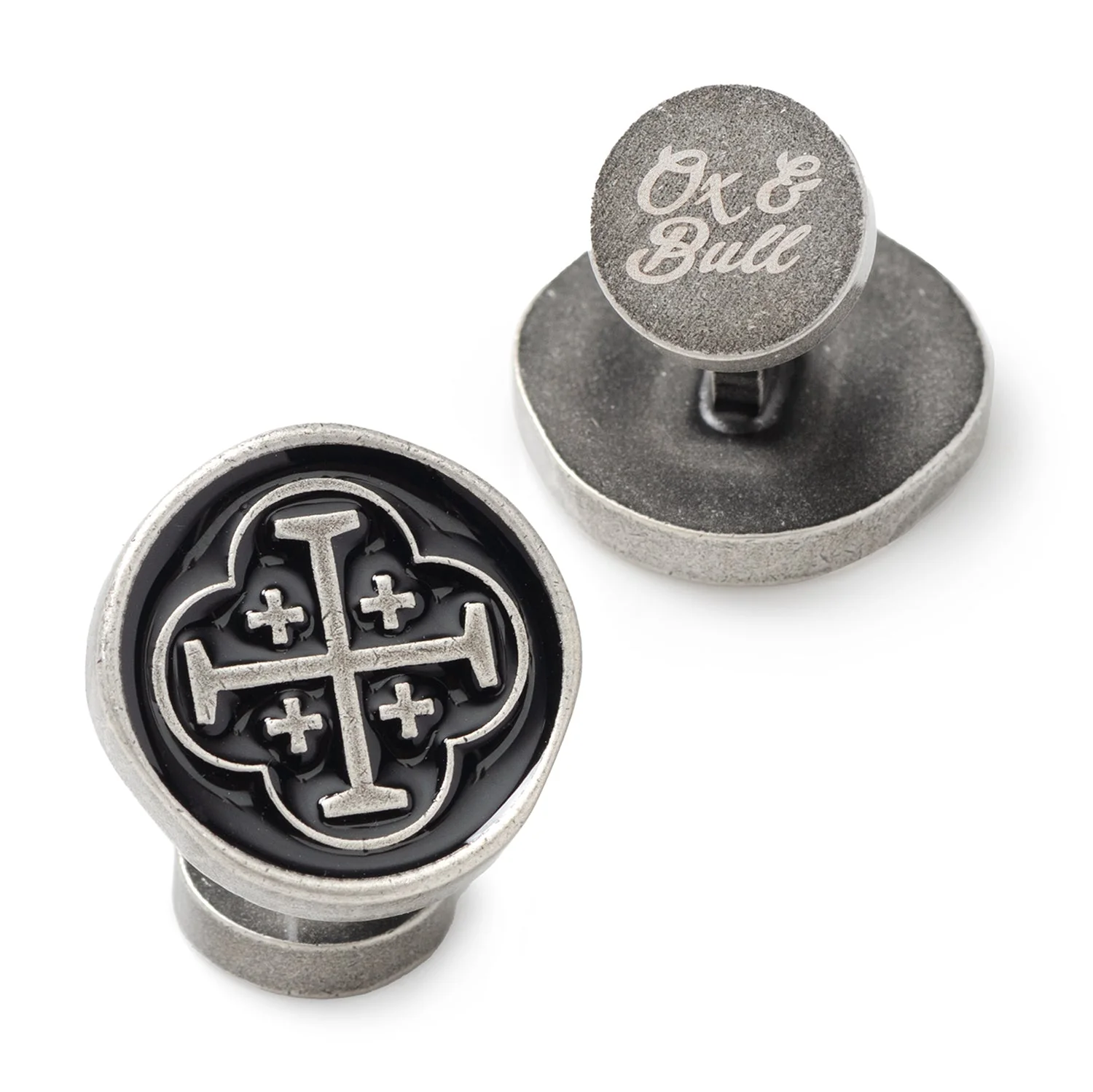 Shipwreck Cross Coin Antique Silver Cufflinks - Image 3