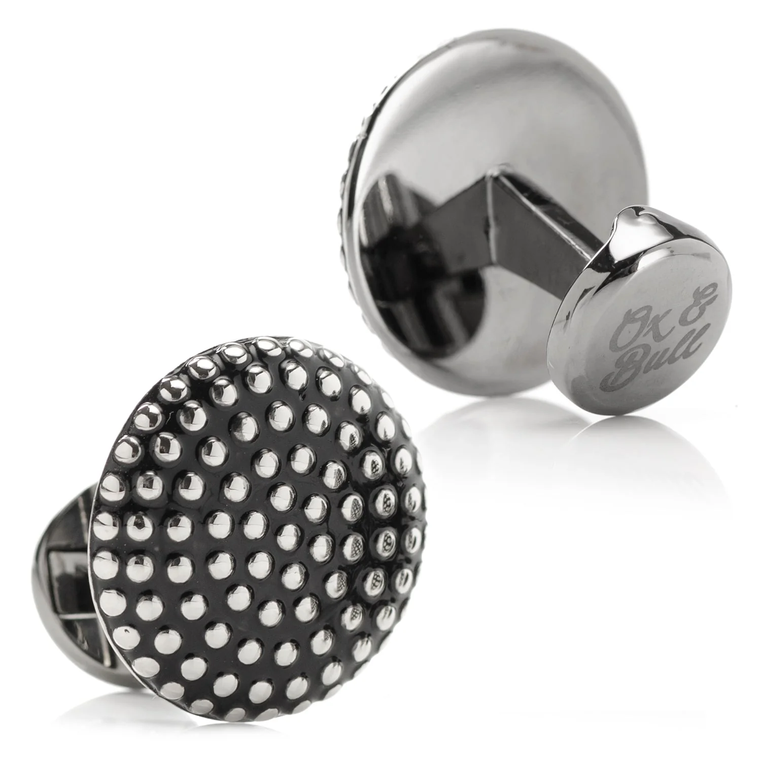 Silver Circle Dot Texture Cufflinks - Image 2