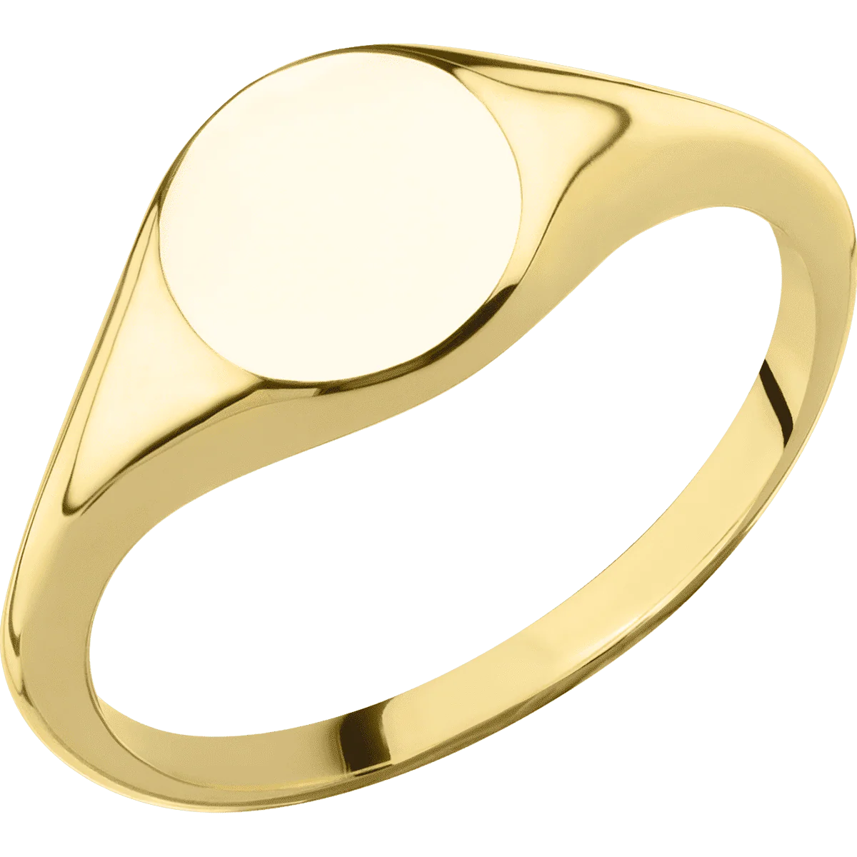 Small Circle signet ring (10mm) in 14K Yellow Gold, with a Thin style band. - Image 2
