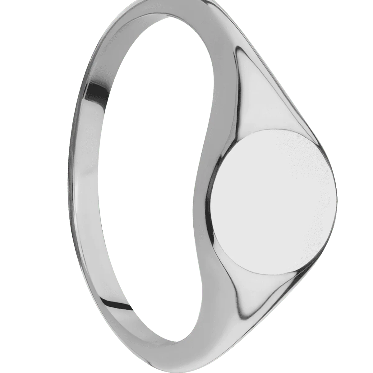 Small Circle signet ring (10mm) in Titanium, with a Thin style band.