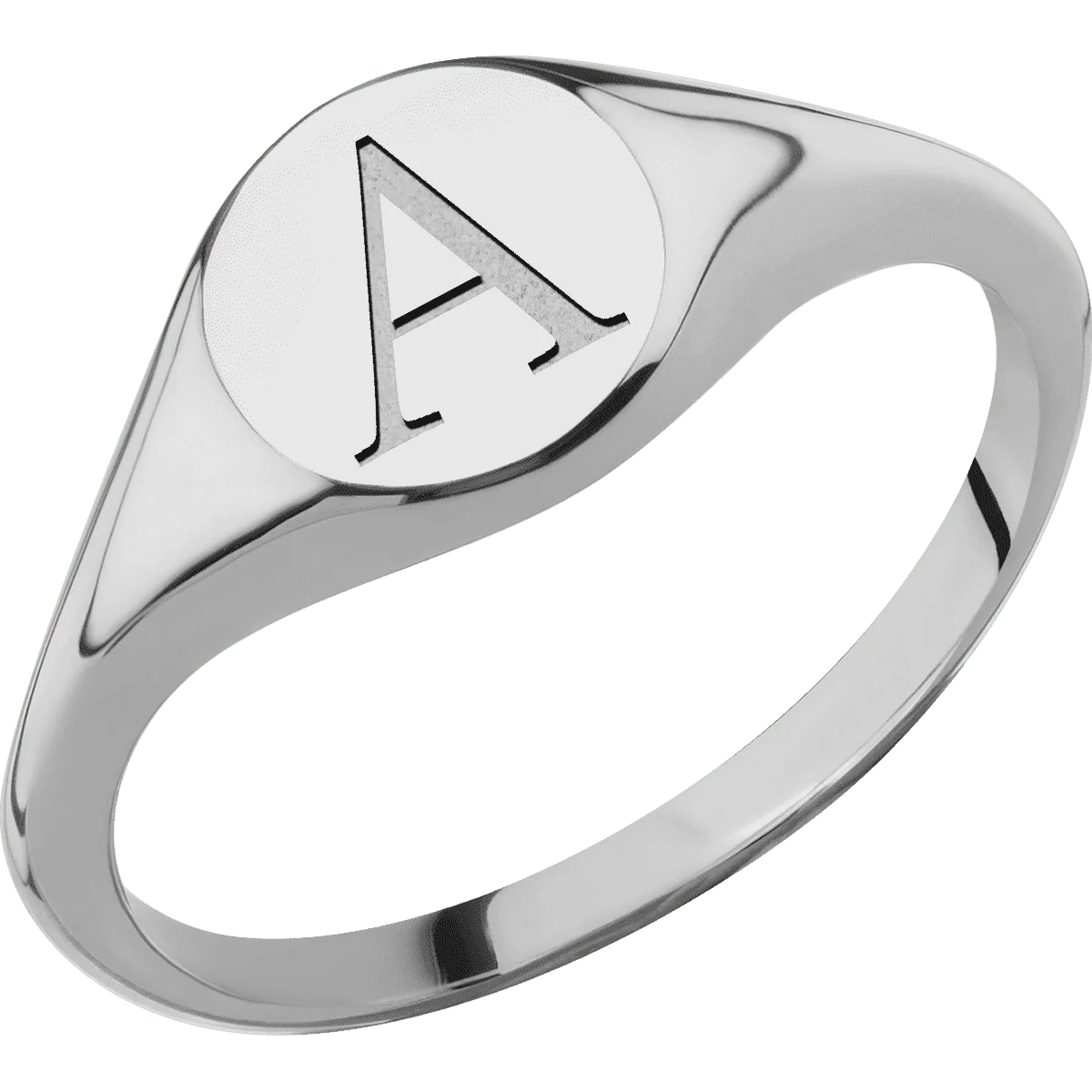 Small Circle signet ring (10mm) in Titanium, with a Thin style band and a Book Antiqua 1 engraving. - Image 2