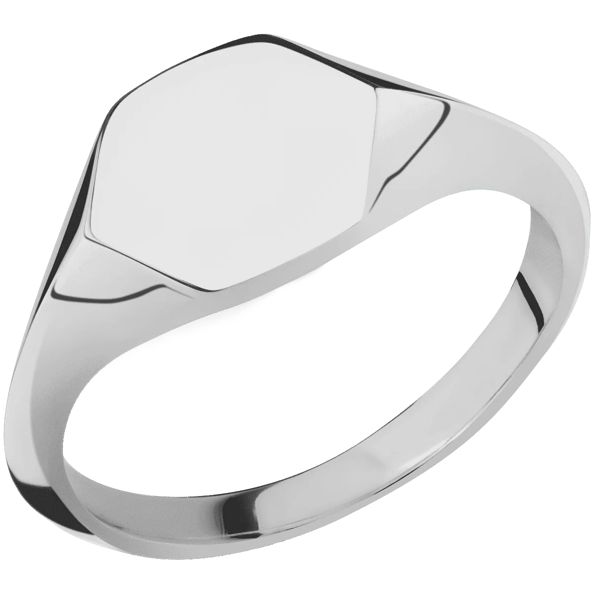 Small Hexagon signet ring (11.5x10) in Titanium, with a Thin style band. - Image 2