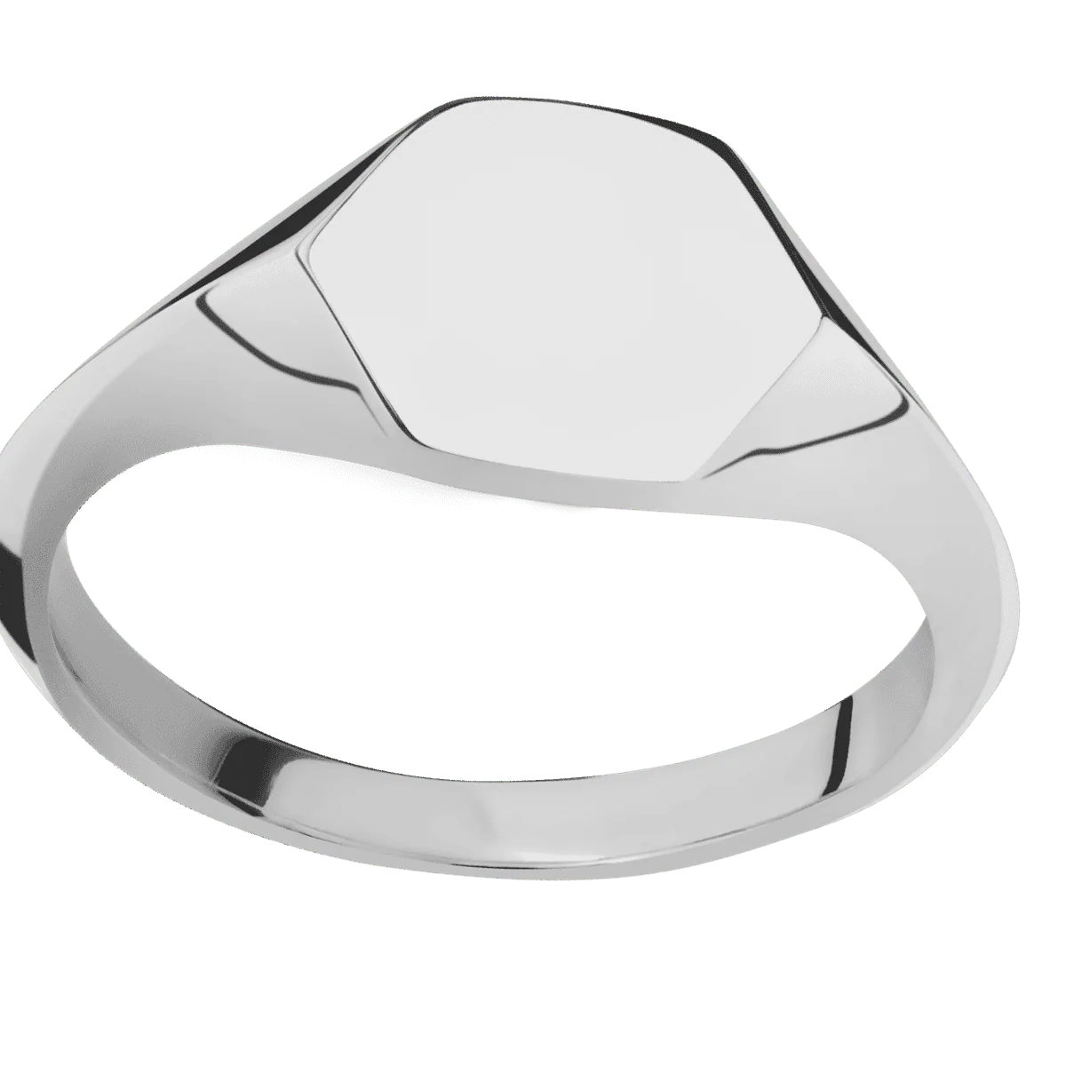 Small Hexagon signet ring (11.5x10) in Titanium, with a Thin style band. - Image 3