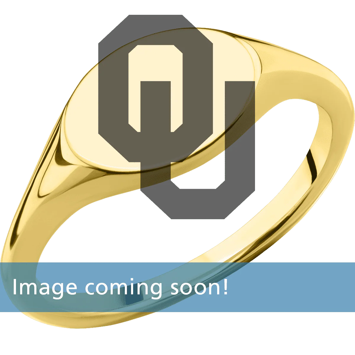 Small Horizontal Oval signet ring (12x9mm) in 14K Yellow Gold, with a Thin style band and an Oklahoma OU engraving. - Image 2