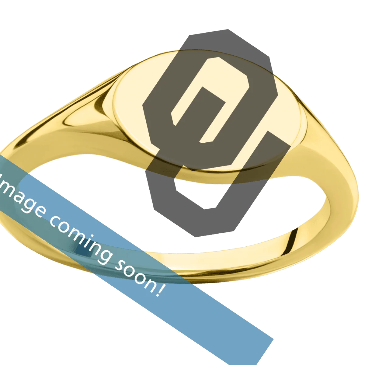 Small Horizontal Oval signet ring (12x9mm) in 14K Yellow Gold, with a Thin style band and an Oklahoma OU engraving. - Image 3